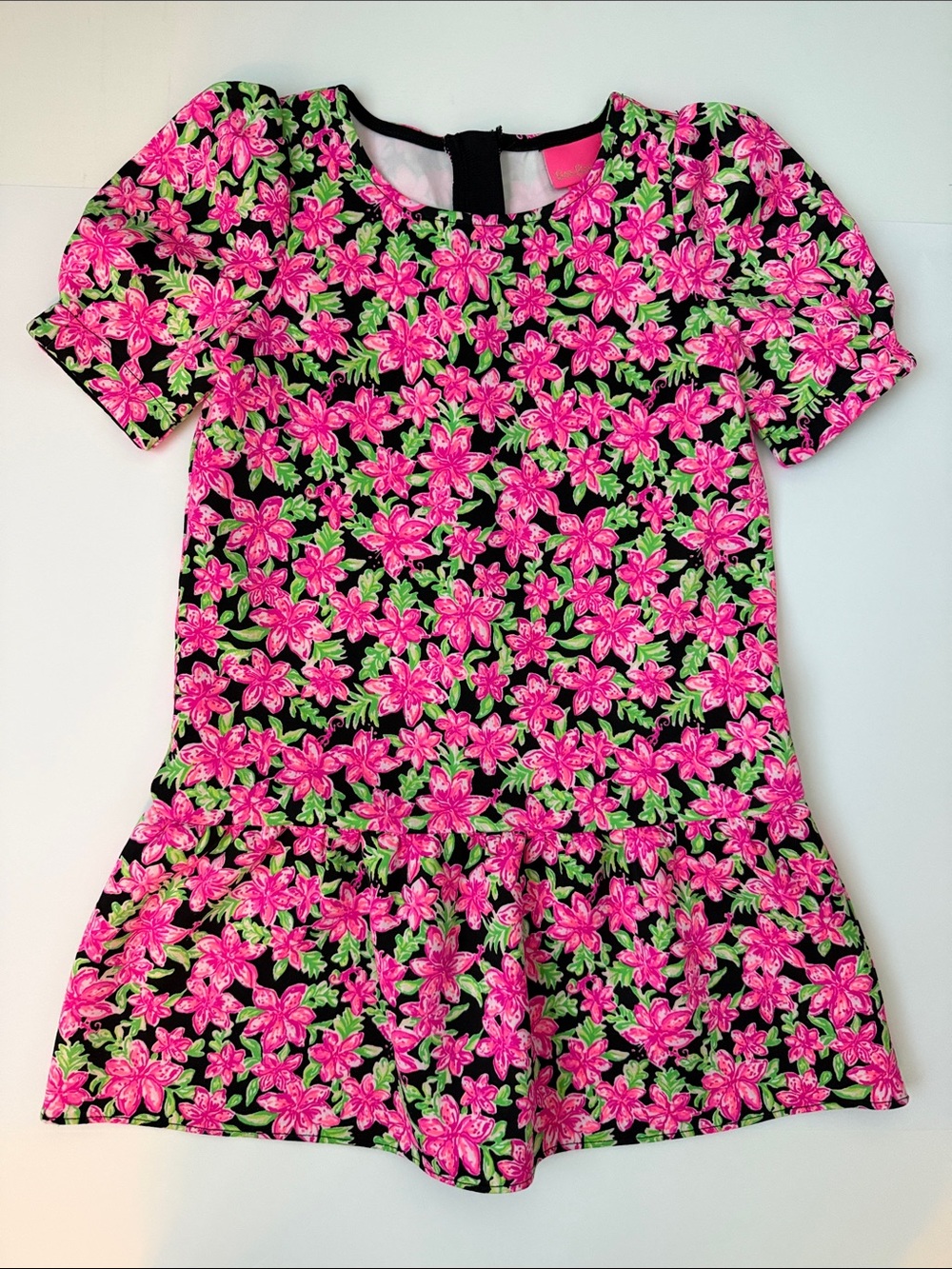 Lilly Pulitzer Girls' Dress with Pink Black Green Floral Print